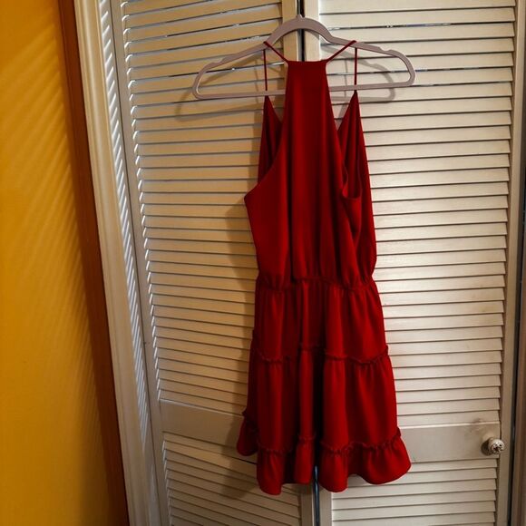 Elegant Red Halter Dress - Picture 5 of 12